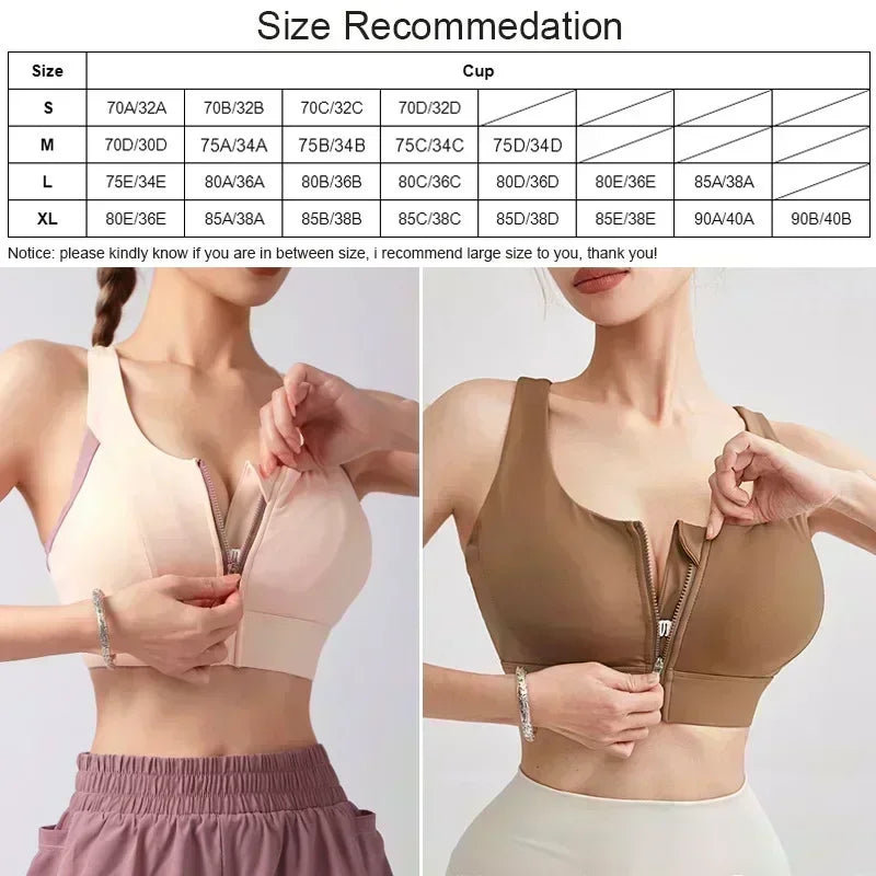 Cloud Hide Front Zipper Sports Bra