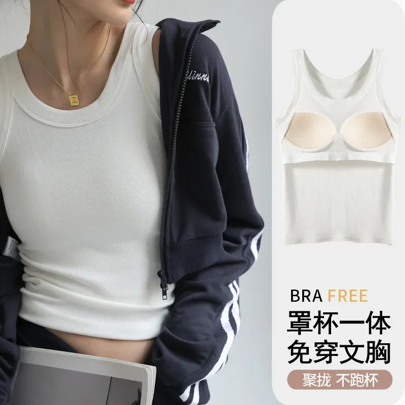 New Women Solid Round Neck Ribbed Tank Top