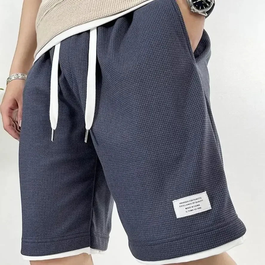 Man Short Pants Elastic Long Drawstring Shorts for Men