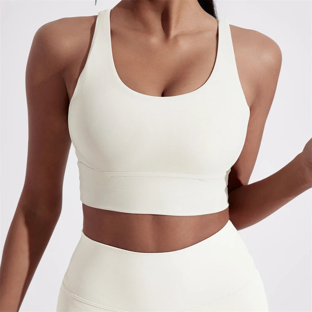 Solid Color Women Cross back Fitness sport Bra
