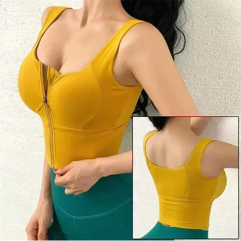 Cloud Hide Front Zipper Sports Bra