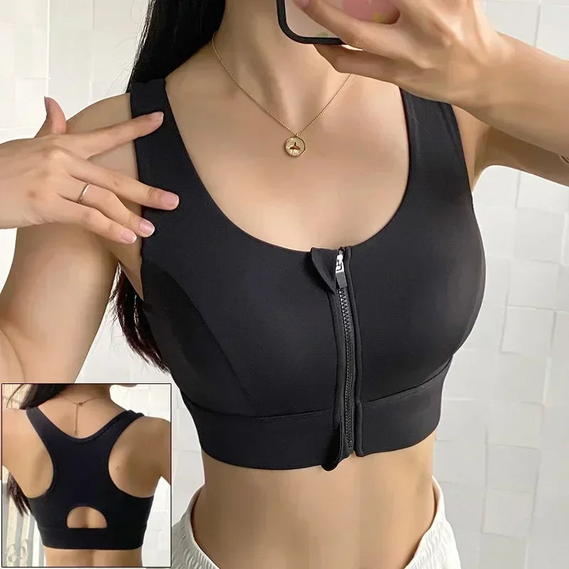 Cloud Hide Front Zipper Sports Bra