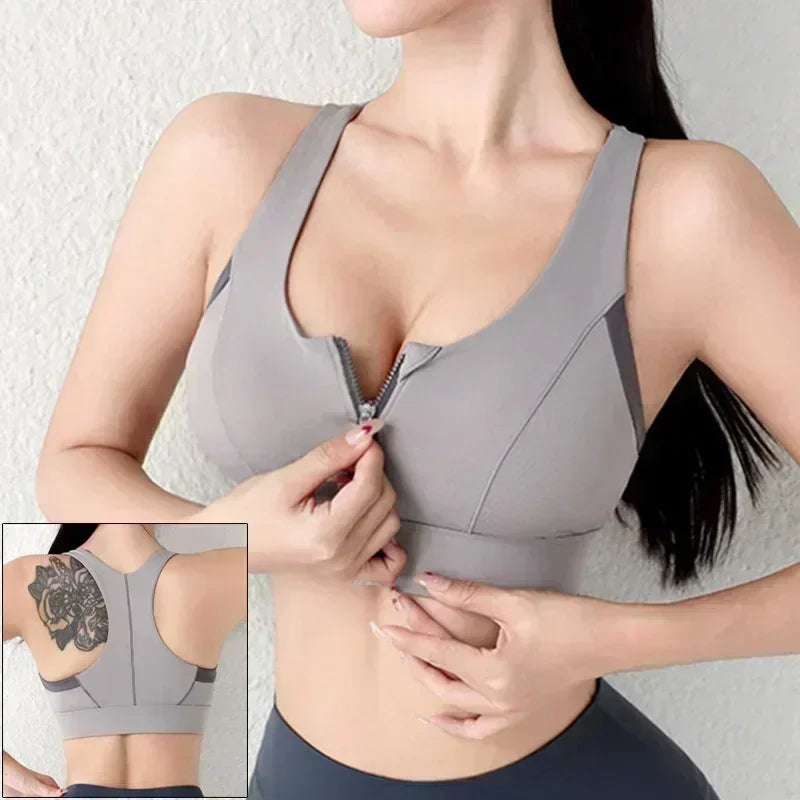 Cloud Hide Front Zipper Sports Bra