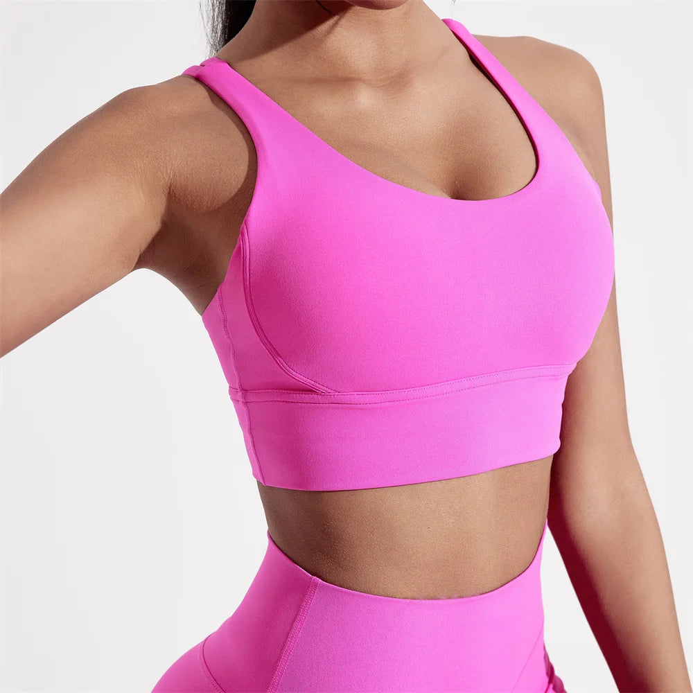 Solid Color Women Cross back Fitness sport Bra