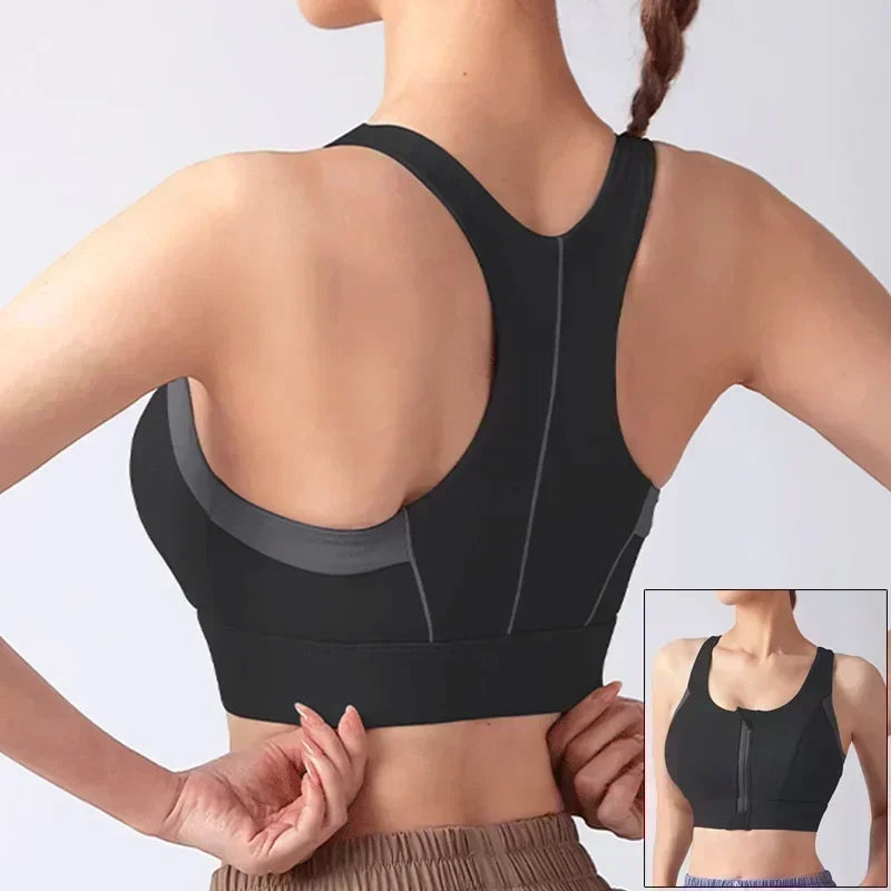 Cloud Hide Front Zipper Sports Bra