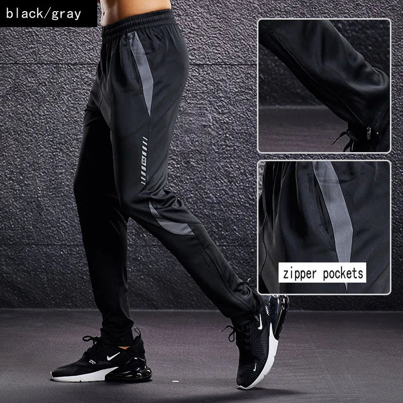 Men Sport Pants Running Pants With Zipper Pockets