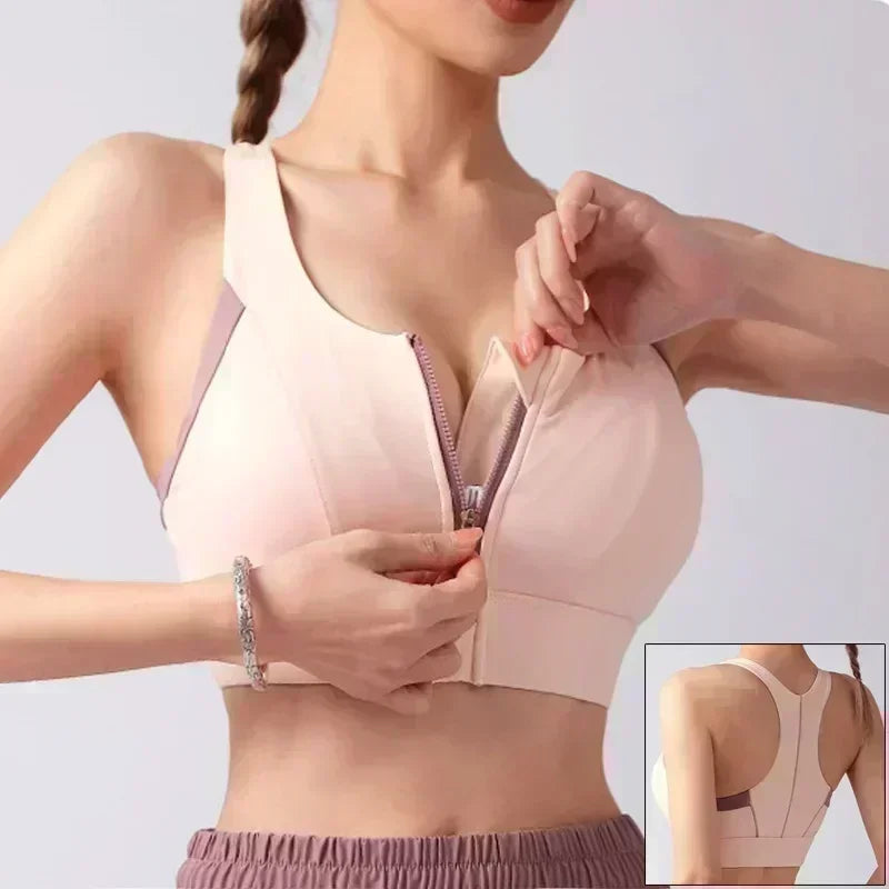 Cloud Hide Front Zipper Sports Bra