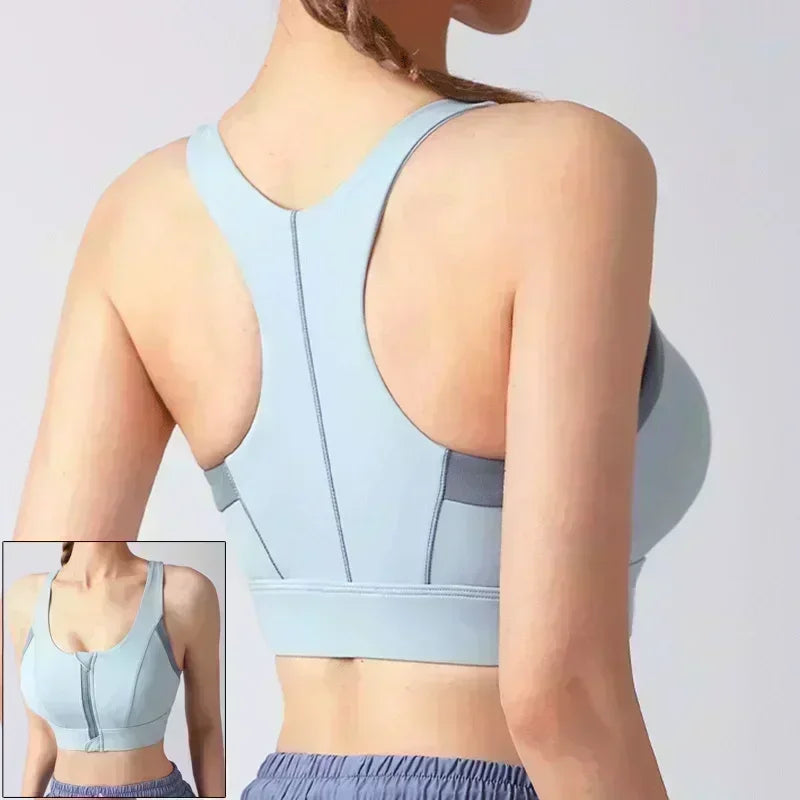 Cloud Hide Front Zipper Sports Bra