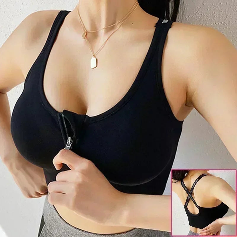 Cloud Hide Front Zipper Sports Bra