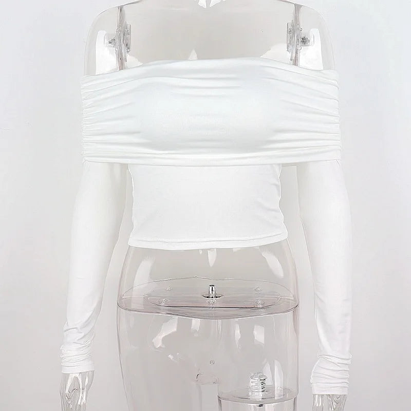 Off Shoulder Women Sexy Crop Tops Shirt