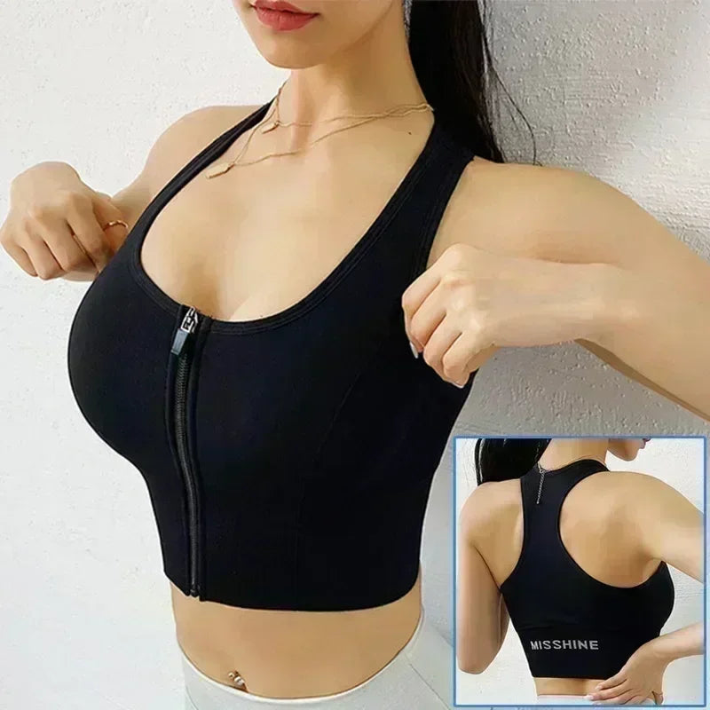 Cloud Hide Front Zipper Sports Bra
