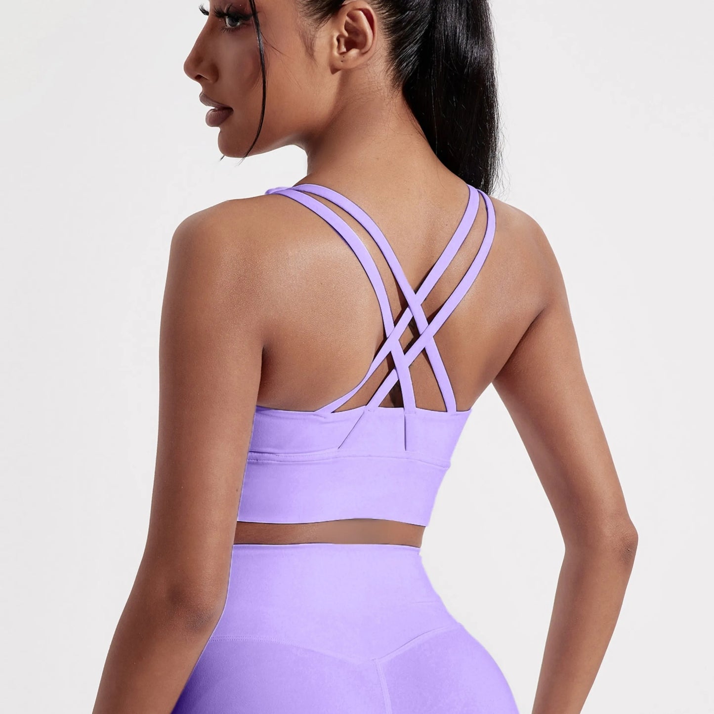 Solid Color Women Cross back Fitness sport Bra