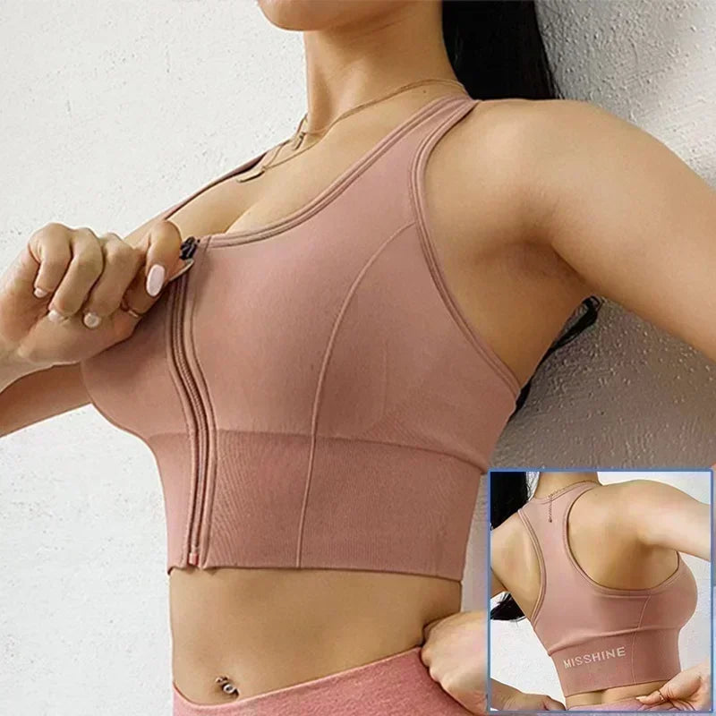Cloud Hide Front Zipper Sports Bra