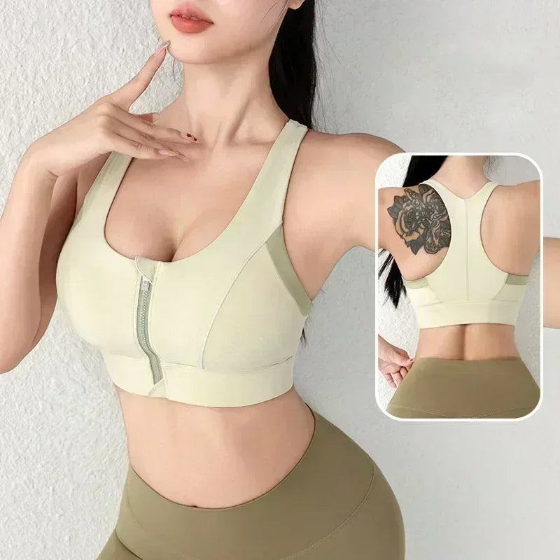 Cloud Hide Front Zipper Sports Bra