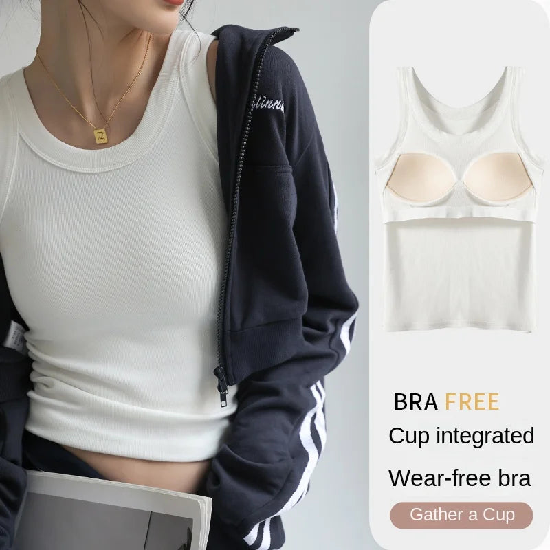 New Women Solid Round Neck Ribbed Tank Top