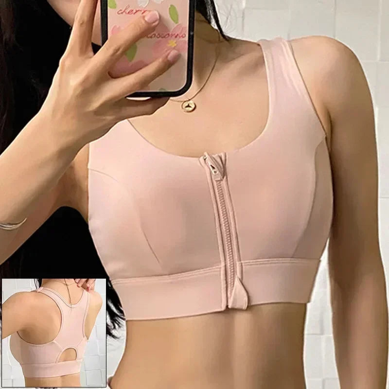 Cloud Hide Front Zipper Sports Bra