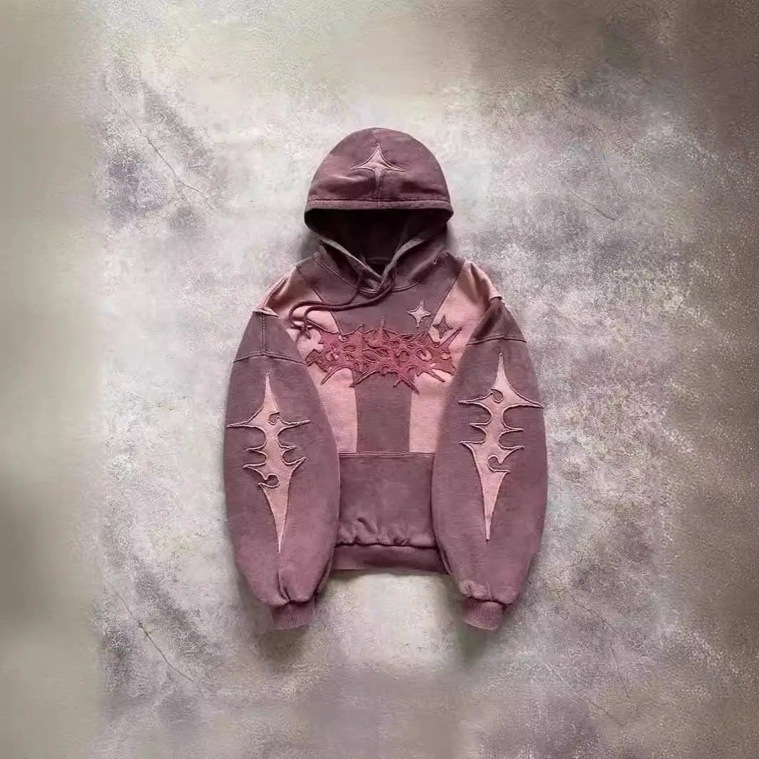 American Harajuku Street Style Star Embroidered Hoodie