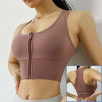 Cloud Hide Front Zipper Sports Bra