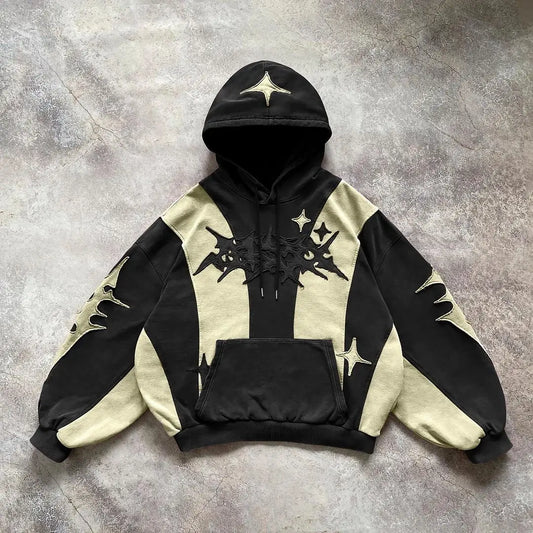 American Harajuku Street Style Star Embroidered Hoodie