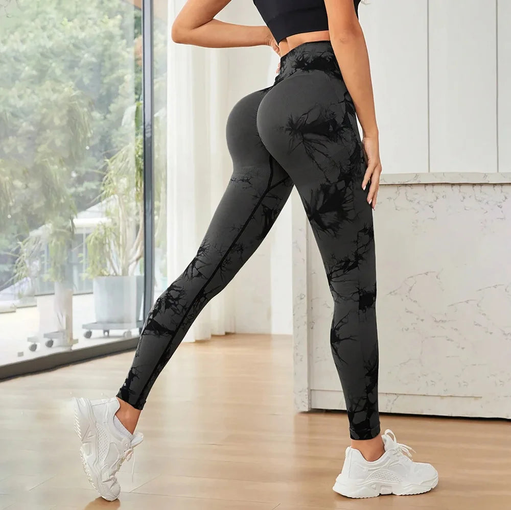 Women Tie Dyed Print Yoga Pants
