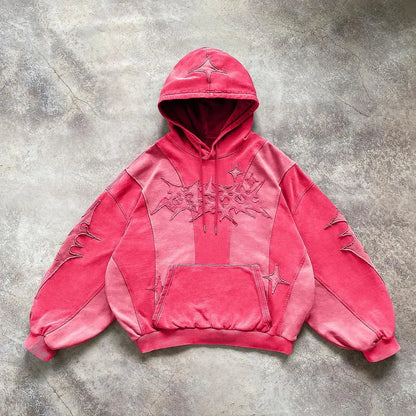 American Harajuku Street Style Star Embroidered Hoodie
