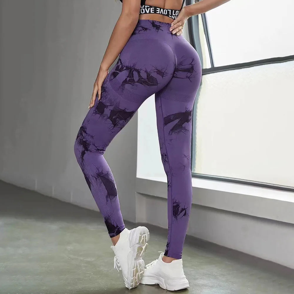 Women Tie Dyed Print Yoga Pants