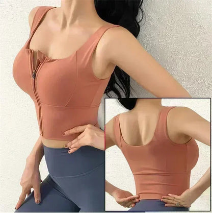 Cloud Hide Front Zipper Sports Bra