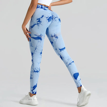 Women Tie Dyed Print Yoga Pants