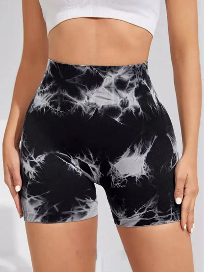 Women's Tie-Dye High Waisted Hip Lift Yoga Shorts