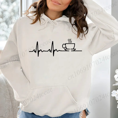 COFFEE ECG EKG Funny Women Pink Black Hoodies
