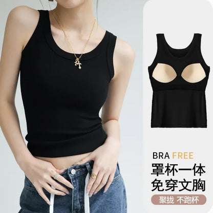 New Women Solid Round Neck Ribbed Tank Top