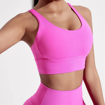 Solid Color Women Cross back Fitness sport Bra
