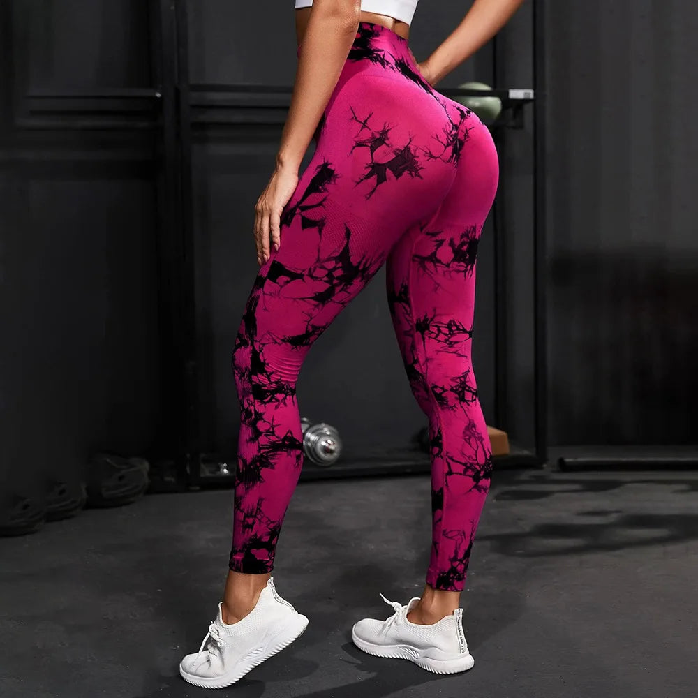 Women Tie Dyed Print Yoga Pants