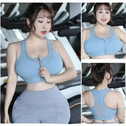 Cloud Hide Front Zipper Sports Bra