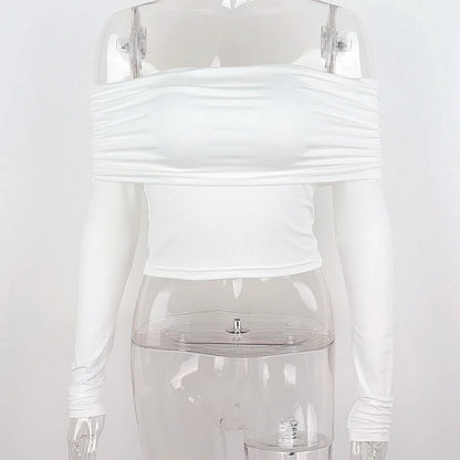 Off Shoulder Women Sexy Crop Tops Shirt