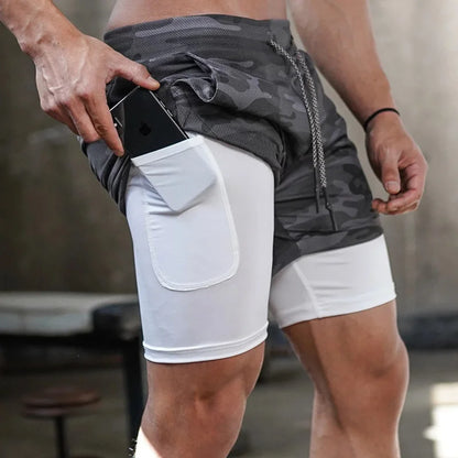 Camo Running Shorts Men Gym Sports Shorts