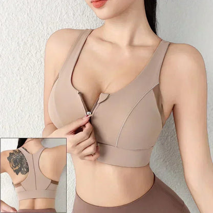 Cloud Hide Front Zipper Sports Bra