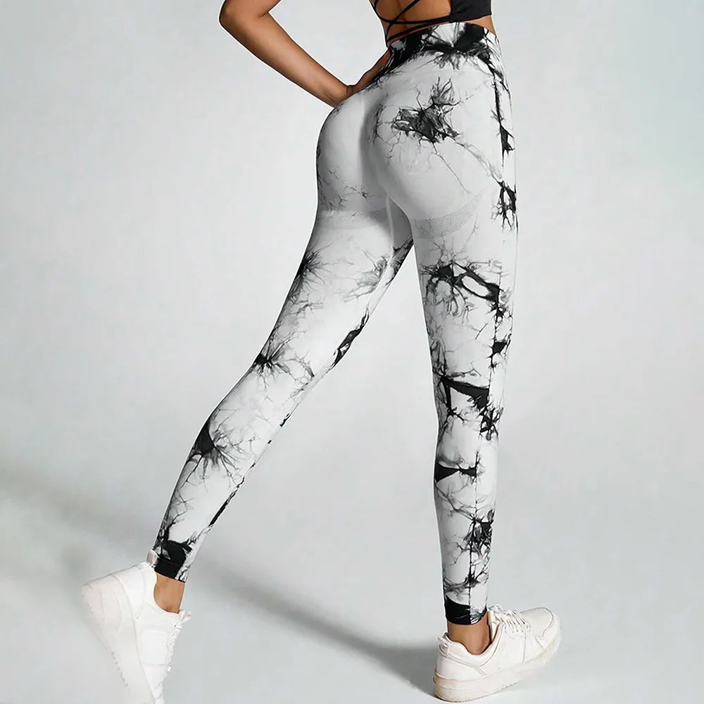 Women Tie Dyed Print Yoga Pants