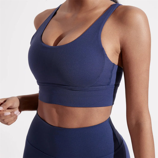 Solid Color Women Cross back Fitness sport Bra