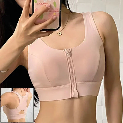 Cloud Hide Front Zipper Sports Bra