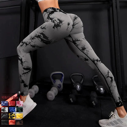 Women Tie Dyed Print Yoga Pants