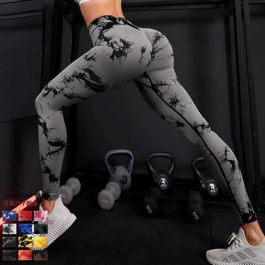 Women Tie Dyed Print Yoga Pants