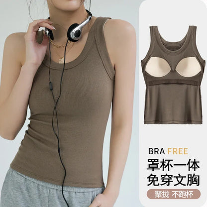 New Women Solid Round Neck Ribbed Tank Top