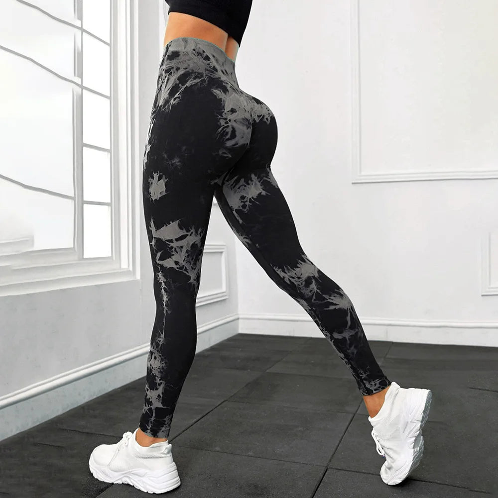 Women Tie Dyed Print Yoga Pants