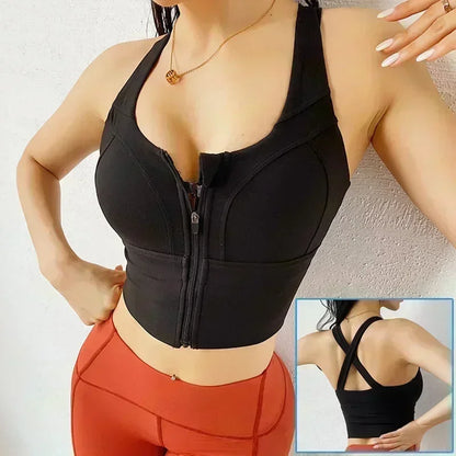 Cloud Hide Front Zipper Sports Bra