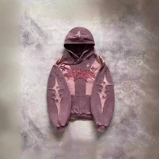 American Harajuku Street Style Star Embroidered Hoodie