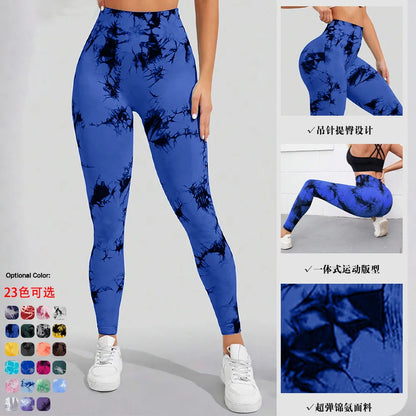 Women Tie Dyed Print Yoga Pants