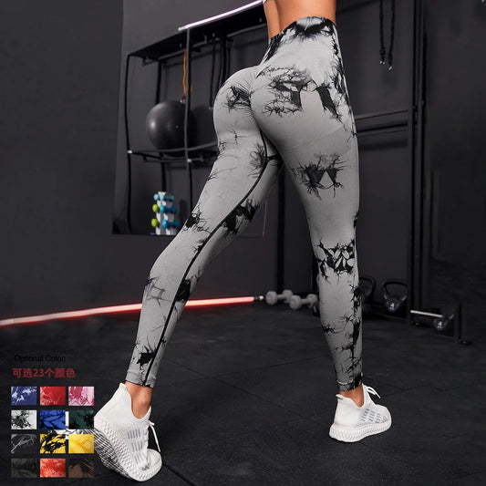 Women Tie Dyed Print Yoga Pants