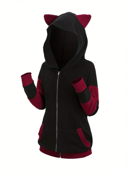 European and American fashion hoodie women's new thick cat ears